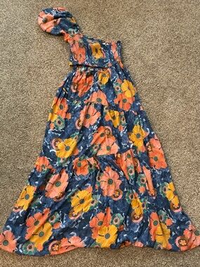 O'Neill Aya Floral One Shoulder Cutout Maxi Dress Size Small NWT